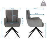 Maßzeichnung des Polsterstuhls TARUGO mit einer Höhe von 94 cm und einer Breite von 58 cm von hjh LIVING
