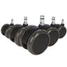 Fünf schwarze Stuhlrollen 5x ROLO 10mm/65mm für Hartböden mit metallischen Bolzen von hjh OFFICE