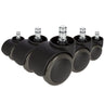 Fünf schwarze Stuhlrollen 5x ROLO 11mm/50mm für Hartböden mit silberfarbenen Bolzen von hjh OFFICE