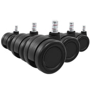 Fünf schwarze Stuhlrollen 5x ROLO COLOR 60 11mm/60mm für Hartböden mit metallenen Stiften von hjh OFFICE