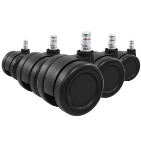 Fünf schwarze Stuhlrollen 5x ROLO COLOR 60 11mm/60mm für Hartböden mit metallenen Stiften von hjh OFFICE