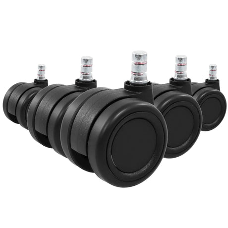 Fünf schwarze Stuhlrollen 5x ROLO COLOR 60 11mm/60mm für Hartböden mit metallenen Stiften von hjh OFFICE