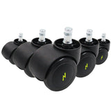 Fünf schwarze Stuhlrollen 5x ROLO ESD 11mm/50mm für Hartböden mit metallischen Bolzen von hjh OFFICE