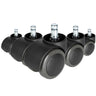 Fünf schwarze Stuhlrollen 5x ROLO FREE 10mm/50mm für Hartböden mit silberfarbenen Bolzen von hjh OFFICE