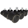 Fünf schwarze Stuhlrollen 5x ROLO FREE 11mm/50mm für Hartböden mit metallenen Bolzen von hjh OFFICE