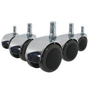 Fünf Stuhlrollen 5x ROLO LUX 10mm/50mm in Schwarz und Silber für Hartböden von hjh OFFICE
