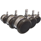 Fünf Stuhlrollen 5x ROLO LUX 11mm/65mm aus Chrom und schwarzem Kunststoff für Hartböden von hjh OFFICE