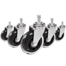 Fünf Stuhlrollen 5x ROLO SKATE CT 11mm/75mm in Silber und Transparent für Hartböden von hjh OFFICE