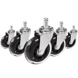Fünf Stuhlrollen 5x ROLO SKATE CT 11mm/75mm in Silber und Transparent für Hartböden von hjh OFFICE