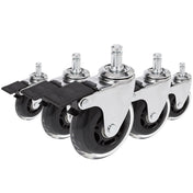Stuhlrolle 5x ROLO SKATE CT 11mm/75mm in Silber und Transparent mit Feststellbremse für Hartböden von hjh OFFICE