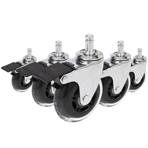 Stuhlrolle 5x ROLO SKATE CT 11mm/75mm in Silber und Transparent mit Feststellbremse für Hartböden von hjh OFFICE