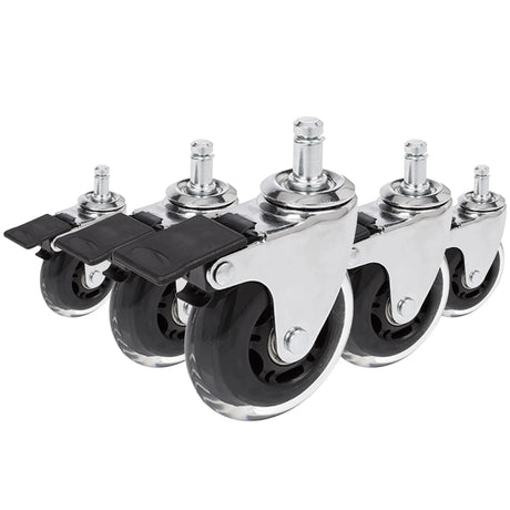Stuhlrolle 5x ROLO SKATE CT 11mm/75mm in Silber und Transparent mit Feststellbremse für Hartböden von hjh OFFICE