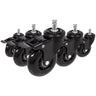 Fünf schwarze Stuhlrollen 5x ROLO SKATE S 11mm/75mm mit Feststellbremsen für Hartböden von hjh OFFICE