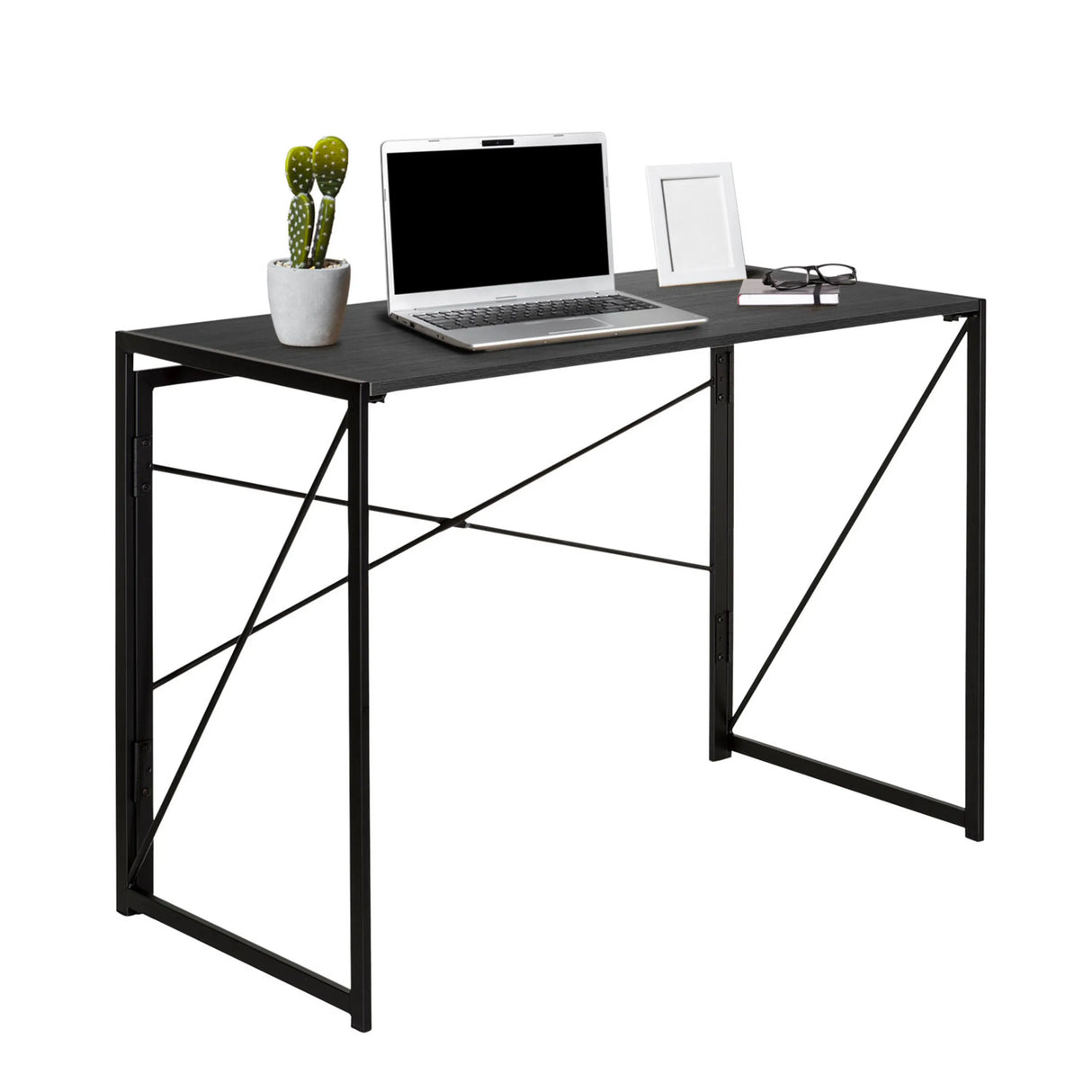 Klappschreibtisch EASY UP MULTI in Schwarz mit Maßen 100 × 50 cm und einem Metallgestell mit Kreuzstreben von hjh OFFICE