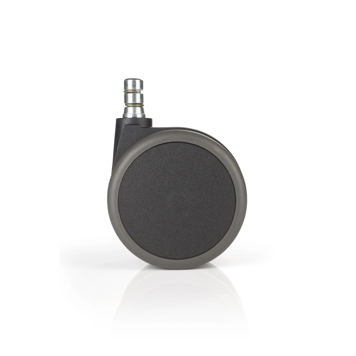 Schwarze Stuhlrolle 5x ROLO No-Noise 11mm/75mm für Hartböden mit silberfarbenem Metallstift von hjh OFFICE – 360-Grad-Ansicht (Frontansicht 0°)