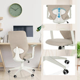 Beiger Homeoffice-Bürostuhl COSIO II mit Detailansichten von Sitzfläche, Rollen und Höhenverstellung von hjh OFFICE