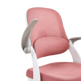 Rosa strukturierter Stoffbezug und graue Armlehne des Kinderdrehstuhls Kiddy Smart Step von hjh OFFICE