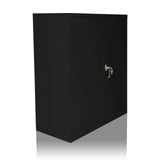 Schwarzer Aktenschrank COLOR AS 105 mit zwei Türen und einem silberfarbenen Griff von hjh OFFICE – 360-Grad-Ansicht (schräge Frontansicht 45°)