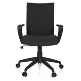 Schwarzer Homeoffice-Bürostuhl SOFT mit Armlehnen und Fußkreuz mit fünf Rollen von hjh OFFICE – 360-Grad-Ansicht (Frontansicht 0°)