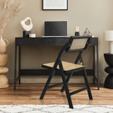 Klappstuhl TUDELA BAMBOO in Schwarz mit brauner Sitz- und Rückenfläche aus Wiener Geflecht von hjh LIVING