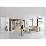 Höhenverstellbarer Schreibtisch XTRA XB 8 GC in Asteiche mit zwei Tischen und Bürostuhl von hjh OFFICE PRO