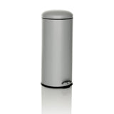 Grauer Mülleimer CLEAN VIII mit Deckel und Trittpedal von hjh OFFICE – 360-Grad-Ansicht (schräge Frontansicht 30°)