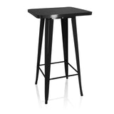 Schwarzer Bartisch VANTAGGIO HIGH T mit quadratischer Platte und zwei Querstreben von hjh OFFICE – 360-Grad-Ansicht (Frontansicht 20°)