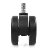 Schwarze Stuhlrolle 5x ROLO COLOR 60 11mm/60mm für Hartböden mit metallischem Befestigungsstift von hjh OFFICE – 360-Grad-Ansicht (Frontansicht 0°)