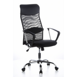 Schwarzer Homeoffice Chefsessel ARIA HIGH mit Netzrücken und Fußkreuz mit fünf Rollen von hjh OFFICE – 360-Grad-Ansicht (schräge Frontansicht 40°)