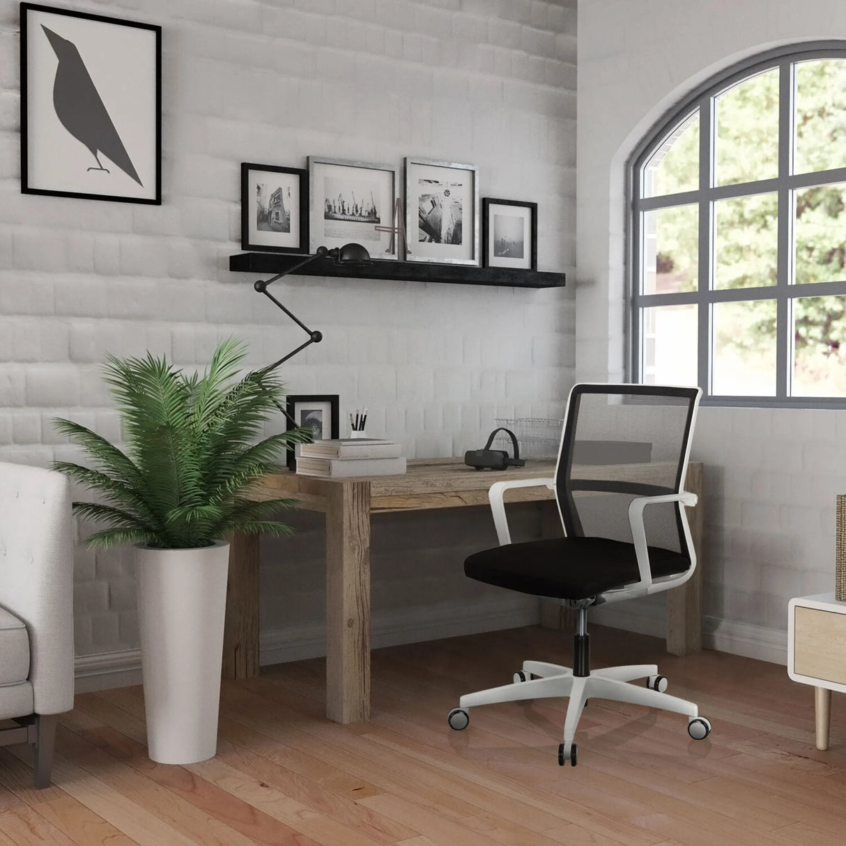 Profi-Bürostuhl MOVE-TEC NET 3D W in Weiß-Schwarz mit Netzrücken und Rollenkreuz von hjh OFFICE