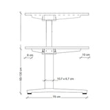 Maßzeichnung des höhenverstellbaren Schreibtischs XBHM 19 GC mit einer Höhe von 65-130 cm von hjh OFFICE PRO