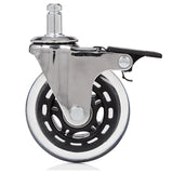 Stuhlrolle 5x ROLO SKATE CT 11mm/75mm mit Feststellbremse in Silber und Transparent für Hartböden von hjh OFFICE