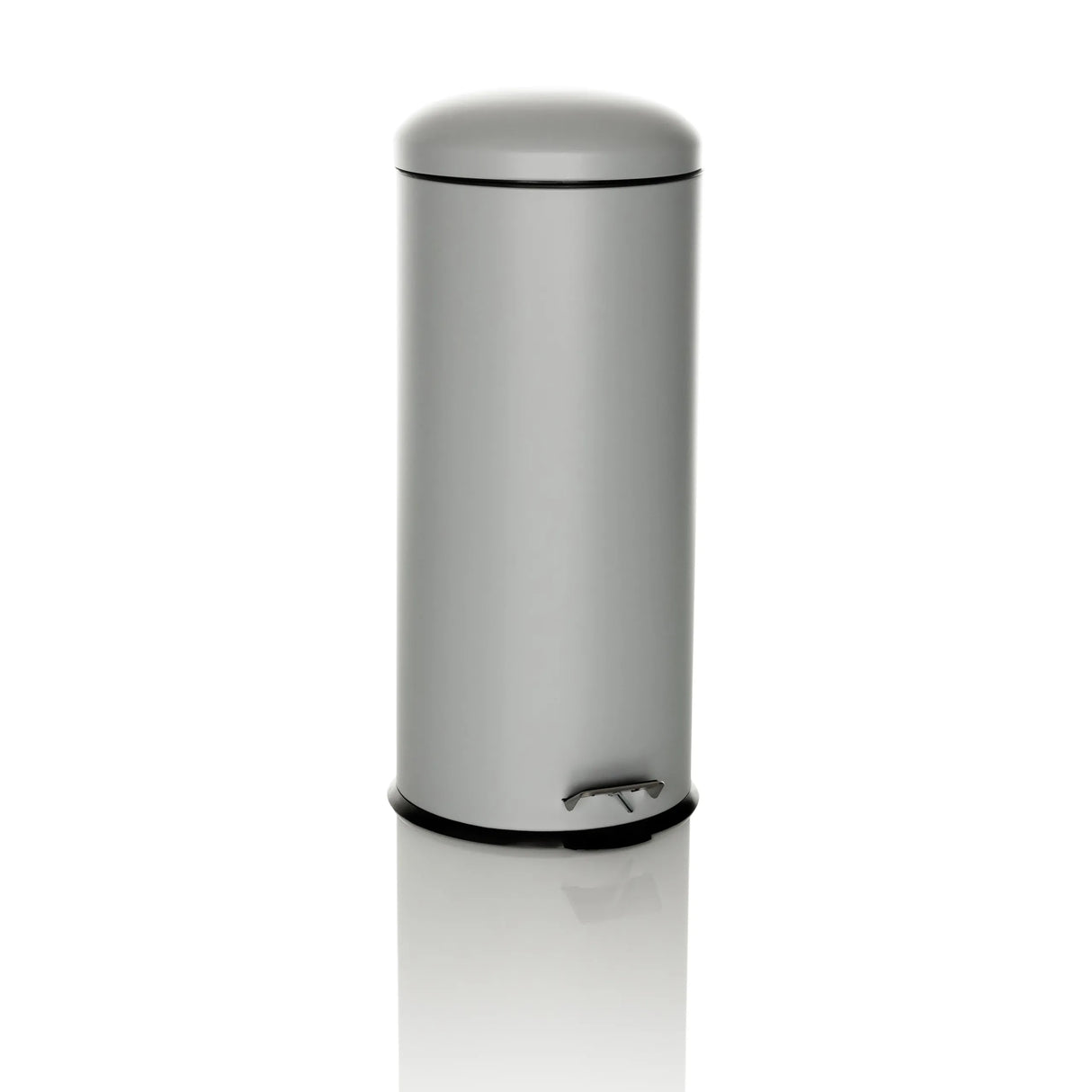 Grauer Mülleimer CLEAN VIII mit Deckel und Trittpedal von hjh OFFICE – 360-Grad-Ansicht (Frontansicht 15°)