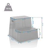 Technische Zeichnung des Tritthockers TIO-E2 mit einer Belastbarkeit von 150 kg von hjh OFFICE