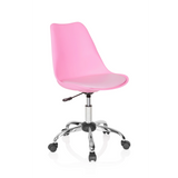 Pinker Homeoffice-Bürostuhl FANCY PRO mit Fußkreuz und fünf Rollen von hjh OFFICE – 360-Grad-Ansicht (schräge Frontansicht 40°)