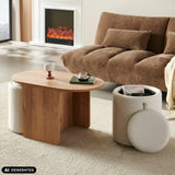Beistelltisch Nestup in Nussbaum-Optik mit weißem Polsterelement von hjh LIVING (KI-generiertes Bild)