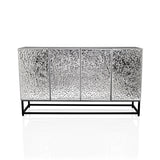 Kommode METALLIO mit silberfarbenen, strukturierten Fronten auf einem schwarzen Metallgestell von hjh LIVING