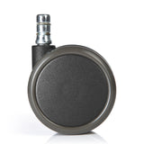 Einzelne schwarze Stuhlrolle 5x ROLO No-Noise 11mm/65mm für Hartböden mit silberfarbenem Metallstift von hjh OFFICE
