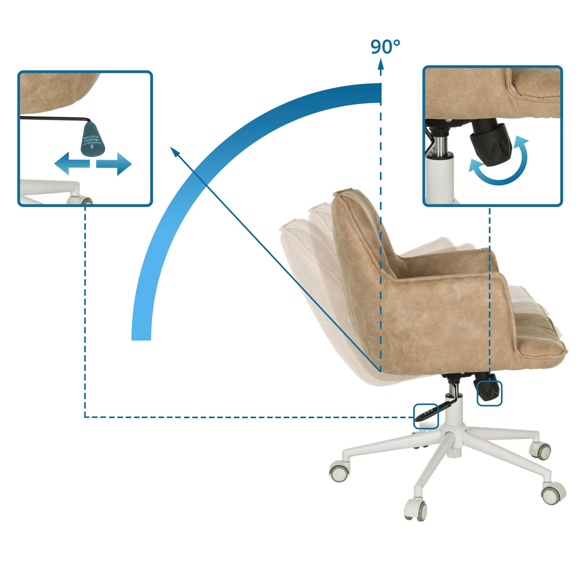 90 Grad drehbare Sitzfläche des Home-Office-Bürostuhls SOLAO LIFE W von hjh LIVING