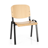 Vierfußstuhl XT 600 SW H mit Sitzfläche und Rückenlehne aus Buche und schwarzem Gestell von hjh OFFICE – 360-Grad-Ansicht (Frontansicht 20°)