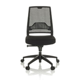 Schwarzer Profi-Bürostuhl PORTO ECO I mit Netzrücken und Fußkreuz mit fünf Rollen von hjh OFFICE – 360-Grad-Ansicht (Frontansicht 0°)