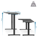 Maßzeichnung des elektrisch höhenverstellbaren Schreibtischs Worktime Game mit 140 × 80 cm von hjh OFFICE