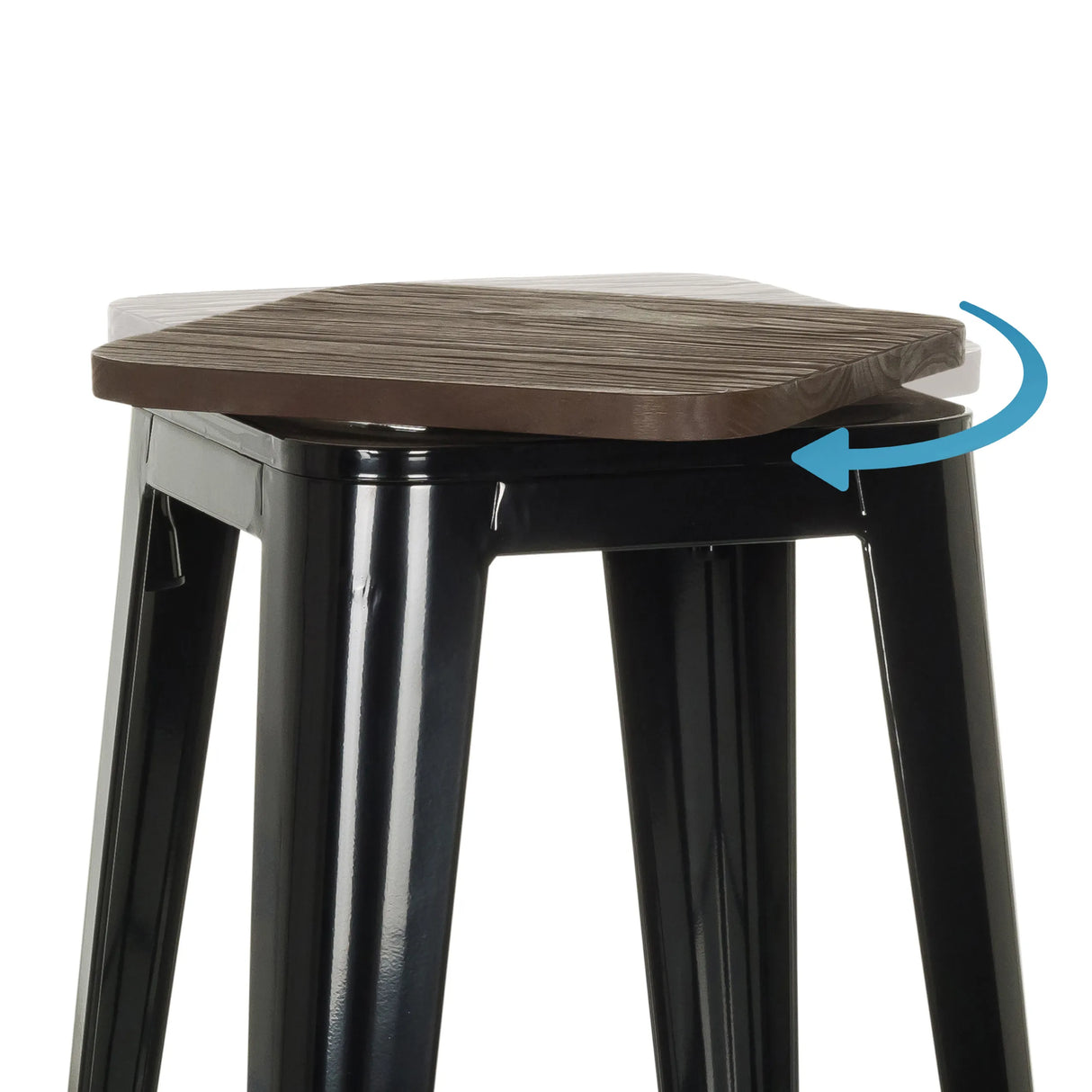 Drehbare Sitzfläche aus Holz des Barhockers VANTAGGIO HIGH WS in Schwarz von hjh OFFICE