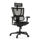 Schwarzer Luxus-Chefsessel ERGOHUMAN SLIM ECO F GEN2 mit Netzrücken und Fußkreuz mit fünf Rollen von hjh OFFICE – 360-Grad-Ansicht (Frontansicht 15°)