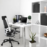 Profi-Bürostuhl GENIDIA SMART WHITE CM mit Netzbezug in Schwarz-Weiß und Chrom-Gestell von hjh OFFICE