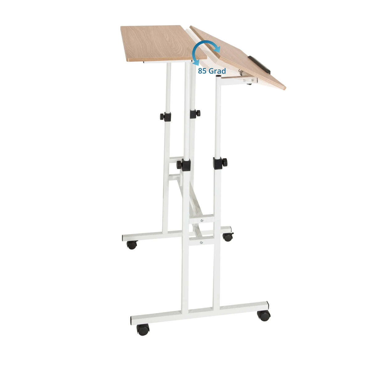 Neigbare Tischplatte des Stehschreibtischs WORKSTATION I mit einer Verstellbarkeit von 85 Grad von hjh OFFICE