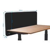 Maßzeichnung der Tischtrennwände Tystiq in Schwarz mit 160 × 65 cm von Ergostock