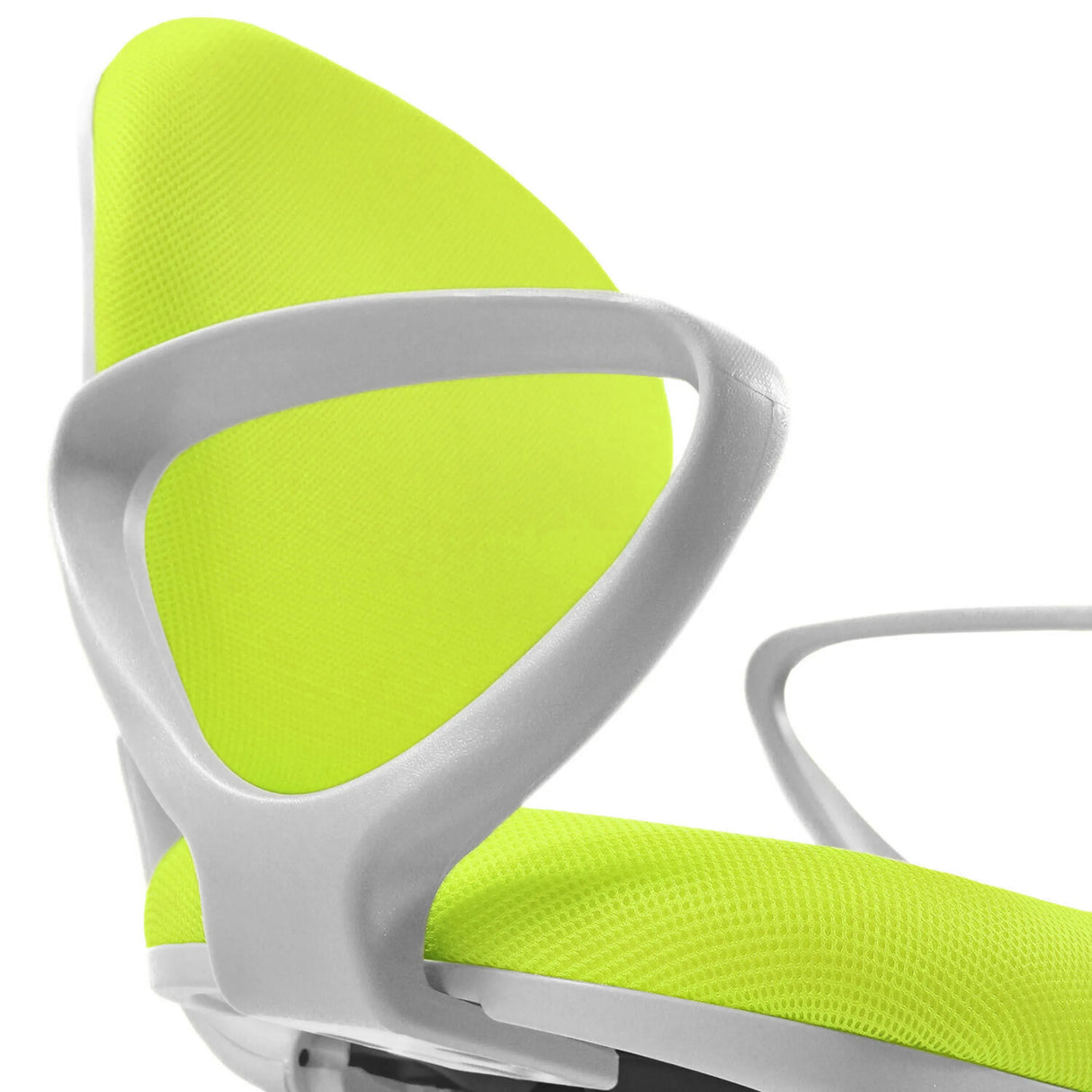 Graue Armlehne des Kinderdrehstuhls KID COLOUR G1 mit grünem Netzgewebe von hjh OFFICE