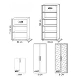 Technische Zeichnung des Regals BETA 4500 mit einer Breite von 80 cm von hjh OFFICE PRO