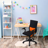 Kinderdrehstuhl KIDDY PRO AL in Schwarz-Orange mit Armlehnen und Rollen von hjh OFFICE